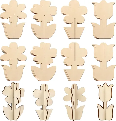 Vista 12 de COCHIE Bricolaje 3D de murciélagos de Halloween para pintar, rebanadas de madera sin terminar pintables para manualidades, recortes de murciélagos