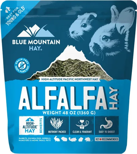 Vista 10 de Blue Mountain Hay Heno de alfalfa orgánica para mascotas pequeñas, alimento