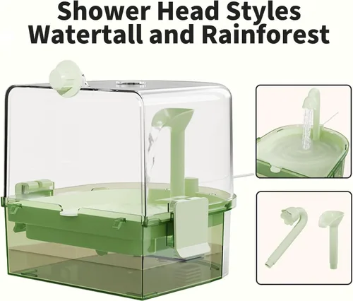 Vista 3 de Baños automáticos para pájaros para jaula – Baño de periquito interior con bomba, ducha de pájaros con 2 modos de agua corriente, accesorio de jaula