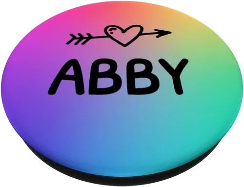 Vista 3 de Abby Gift - Agarre con forma de arco iris y flecha de corazón negra – PopSockets agarre y soporte para teléfonos y tabletas