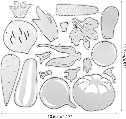 Vista 8 de Troqueles de corte de metal para verduras, calabaza, troqueles de corte para manualidades de metal, troqueles para bricolaje, álbumes de recortes