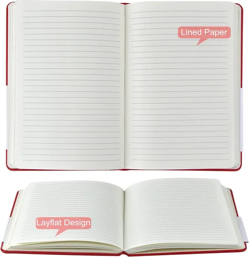 Vista 3 de Coopay 24 paquete de cuadernos de diario A5 a granel, 160 páginas, papel grueso de 100GSM, 21 x 14 cm tapa dura con líneas de cuero para escribir