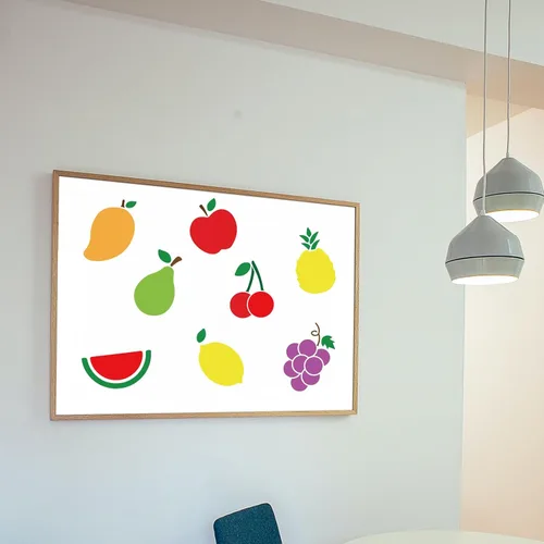 Vista 7 de MAYJOYDIY 10 plantillas de frutas de 6 x 6 pulgadas, mango, limón, pera, uva, cereza, sandía, plátano, piña, fresa, plantilla de pintura con pincel