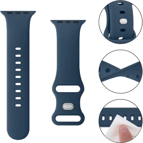 Vista 3 de Mugust - Correas deportivas compatibles con Apple Watch de 42mm, 41mm, 45mm, 49mm, 40mm, 44mm, 38mm, 42mm y 46mm, correa impermeable de silicona