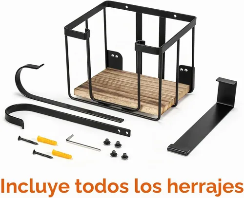 Vista 7 de TJ.MOREE Soporte de pared/sobre la puerta para tabla de planchar con gran cesta de almacenamiento, soporte para plancha y tabla de planchar