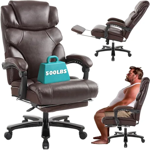 Vista 13 de Masaje de amasado 3D de tamaño grande cómoda silla de escritorio de oficina para mujeres Marrón