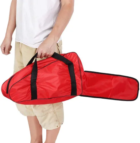 Vista 6 de TOPINCN Bolsa de transporte para motosierra, de tela Oxford, portátil, con asa y cremallera larga para motosierras de 12/14/16 pulgadas, color rojo