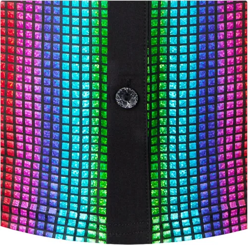 Vista 5 de WULFUL Camisa de discoteca para niños y niños, camisas con botones y lentejuelas, disfraz de fiesta de los años 70