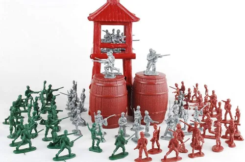 Vista 4 de NWFashion 150 piezas de juguete en miniatura juguete plástico tren ejército soldados figuras (3 colores)
