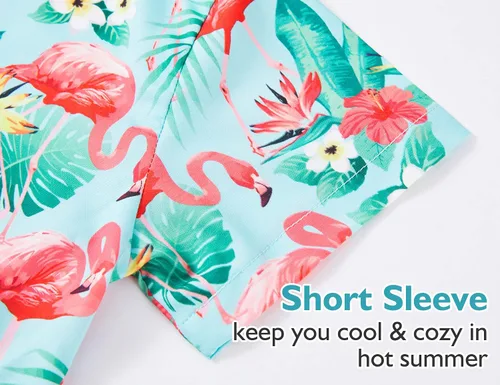 Vista 4 de Camisa hawaiana para niños, manga corta, tropical, linda, casual, con botones, para jóvenes, niños, verano, playa