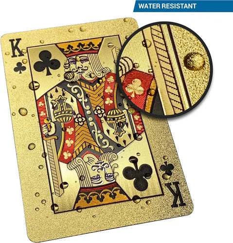 Vista 4 de Rok 24K oro 100 dólar Bill Foil Flexible resistente al agua plástico 52 póker naipes cubierta para juego de mesa