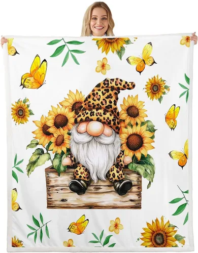 Vista 13 de Erosebridal Cartoon Gnomes Fleece Blanket,Dwarf Throw Blanket 40x50 Inch for Bedroom Living Rooms Sofa Couch,Colorful Stars Sherpa
