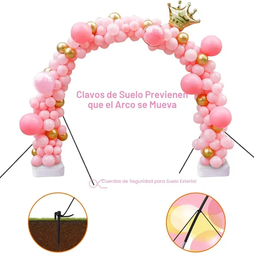 Vista 4 de Kit de arco de globos, marco de soporte de arco de globos de 7.4 pies con base: para decoración de bodas, baby shower, fiestas de cumpleaños