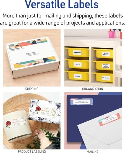 Vista 4 de Avery Full-Sheet Printable Shipping Labels, 8.5" x 11" Customizable Stickers, White, 100 Blank Mailing Labels, Great for Mailing, Shipping