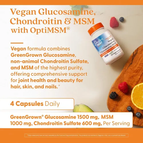 Vista 5 de Doctor's Best Vegana glucosamina condroitina MSM – Suplemento de apoyo a la salud de las articulaciones para mujeres y hombres, apoyo nutricional