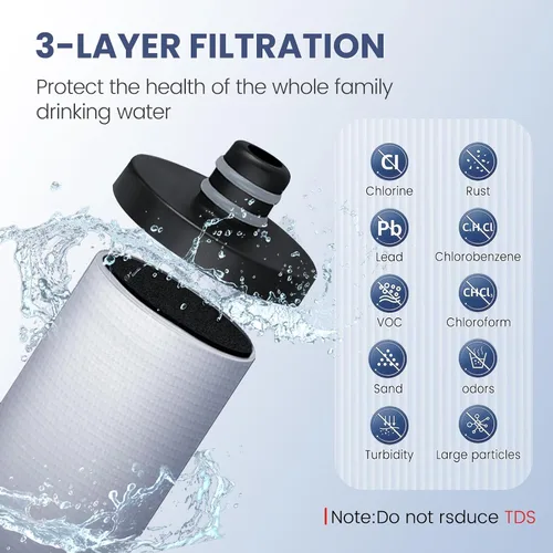 Vista 2 de Vortopt Q7 - Sistema de filtro de agua para debajo del fregadero, reduce el cloro, el plomo, el mal sabor y el olor, filtro de agua para debajo