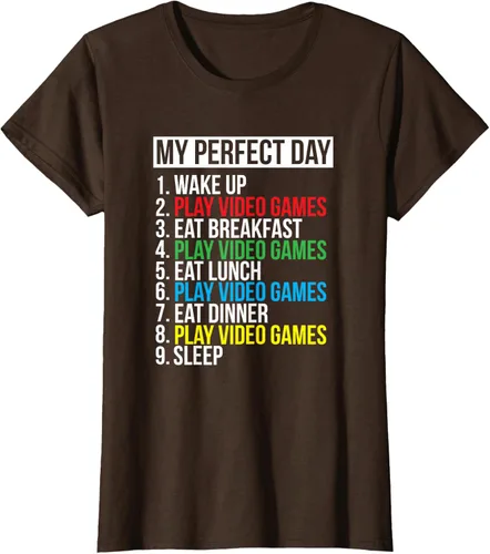 Vista 18 de My Perfect Day" - Camiseta negra de ajuste clásico, cuello redondo, manga corta, poliéster y algodón, Negro