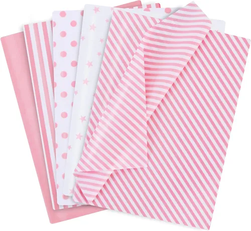 Vista 24 de BEISHIDA 100 hojas de papel de seda blanco y negro a granel, rayas de sarga y puntos, estrellas para bolsas de regalo, papel de regalo de 14 x 20
