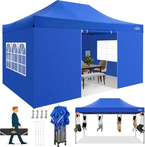 Vista 7 de COBIZI Tienda de campaña desplegable de 6.6 x 6.6 pies, toldo resistente, fácil de instalar, impermeable, para exteriores, fiestas, playa, jardín