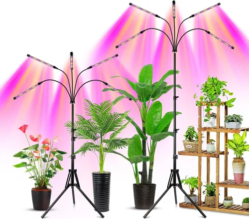 Vista 10 de Wolezek Luces de cultivo para plantas de interior, 100 luces LED de espectro completo para plantas de interior con soporte ajustable, lámpara