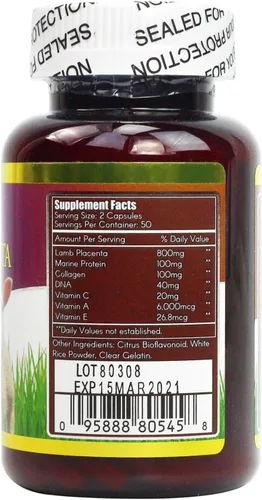 Vista 2 de Woohoo Natural DNA Lamb Placenta 100 Cápsulas