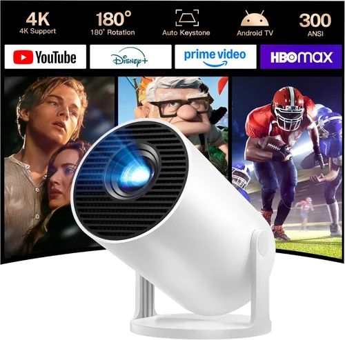 Vista 15 de Mini proyector con WiFi 6 y Bluetooth 5.4 Keystone vertical automático integrado Android 14 OS, 1080P 4K compatible con proyector giratorio portátil