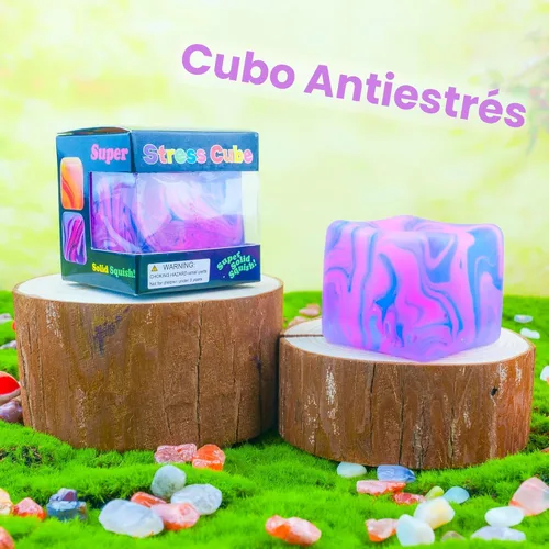 Vista 2 de Cubo antiestrés para niños y adultos, juguetes blandos rellenos de gel para aliviar el estrés de los niños - Pelotas de alta densidad para calmar