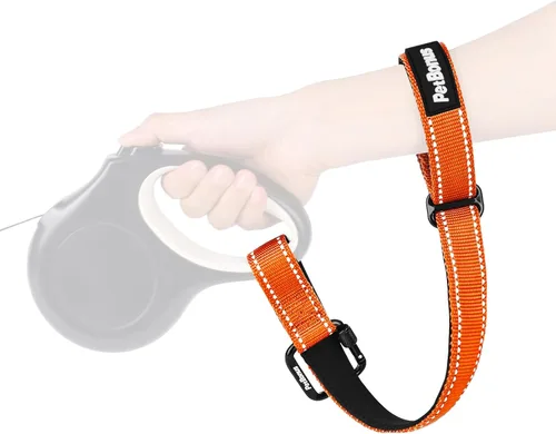 Vista 10 de PetBonus Correa de muñeca para perro, correa de seguridad para correa retráctil, correa corta reflectante con cerradura y mango acolchado suave
