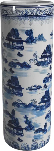 Vista 6 de Idea de regalo para decoración casera elegante de calidad fina - Depósito clásico para guardar paraguas y bastones de porcelana china de 24 pulgadas