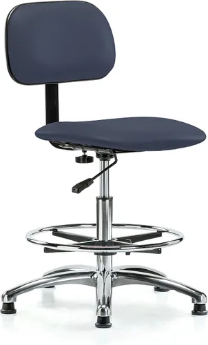 Vista 81 de Perch - Silla de laboratorio cromada con respaldo ajustable, altura del escritorio de 17 a 22 pulgadas, tela negra