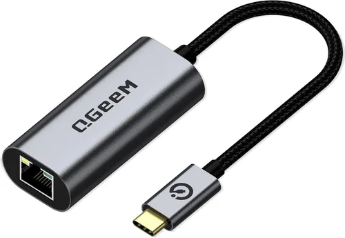Vista 4 de QGeeM Adaptador USB C a Ethernet, adaptador de red LAN Gigabit RJ45 de 1000 Mbps, compatible con Thunderbolt 4/3, funda de aluminio de nailon
