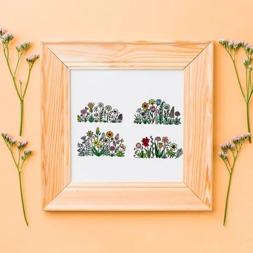 Vista 5 de Hying 4 sellos transparentes de fondo de flores para hacer tarjetas, sellos de goma con margaritas, paisajes florales transparentes