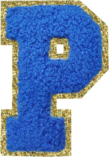 Vista 137 de 3Pcs Letter Patches Varsity Glitters Chenille,SPRT Iron on Blue Letter Patch,Alphabet Cloth Patch for Team Costume Decoration 3.1in Height S