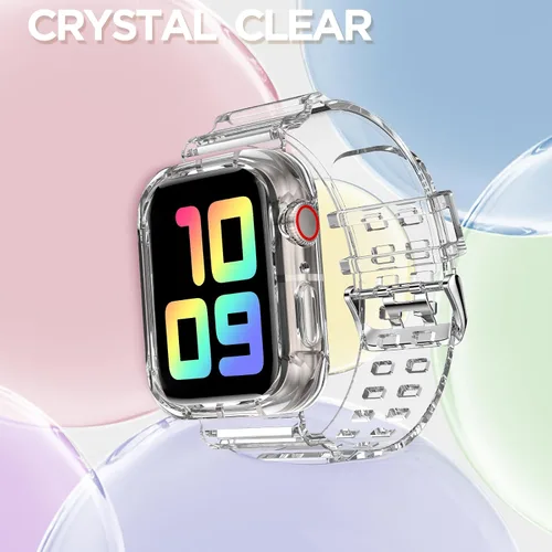 Vista 173 de DABAOZA - Correa transparente compatible con Apple Watch con estuche protector, correa deportiva de TPU con brillo para mujeres y hombres