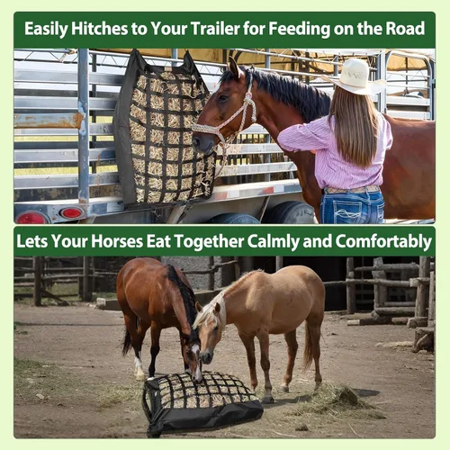 Vista 6 de 2Pack Heavy Duty Hay Bags for Horses Slow Feed with Widening Side Design