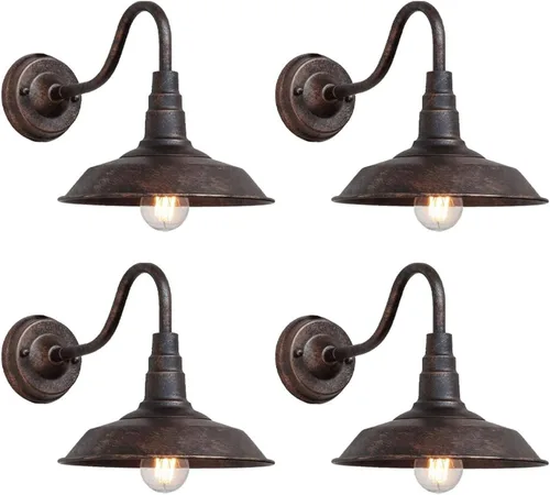 Vista 10 de Lámpara de pared para exteriores, faroles de pared de cuello de cisne de hierro de 9.8 pulgadas, luces retro E26, iluminación de pared