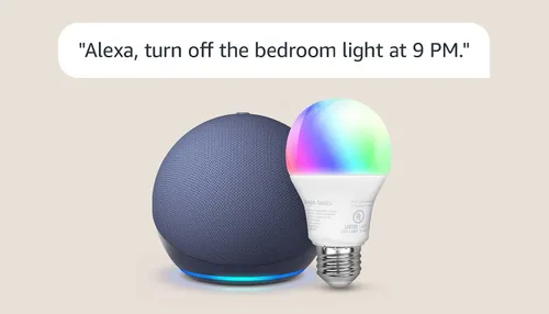 Vista 9 de Echo Dot con bombilla inteligente de color Amazon Basics