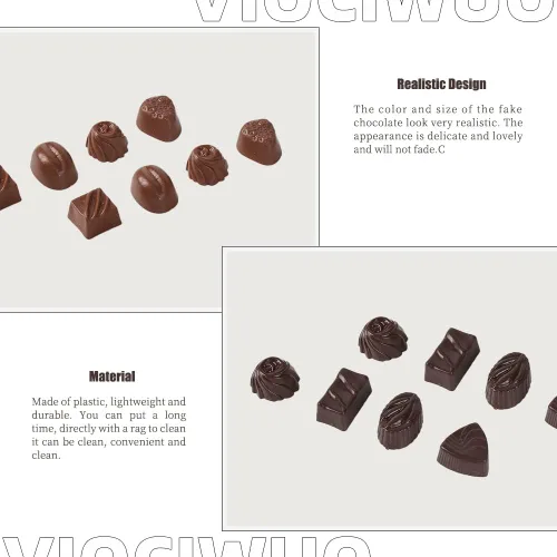Vista 5 de Chocolates falsos 30 piezas de simulación modelo de chocolate artificial postre de alimentos para el hogar, cocina, postres, decoración de tiendas