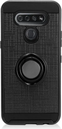 Vista 5 de Para LG K51, LG Reflect (LM-K500) - Funda híbrida con soporte de anillo - RS2 Negro