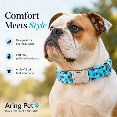 Vista 289 de Aring Pet Collar de algodón, ligero y ajustable, con hebilla de liberación rápida, para perros pequeños, medianos y grandes, para cachorros, S, Hoja