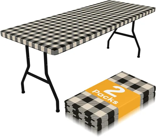Vista 29 de Smiry Mantel de Mesa de Picnic Paquete de 2, Manteles Ajustables Elásticos Impermeables para Mesas Rectangulares de 18 x 72 pulgadas, Mantel