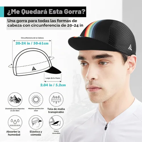 Vista 2 de Hikenture Gorra de ciclismo, gorra de calavera refrescante con visera solar, transpirable, forro de casco de verano para hombres y mujeres Negro
