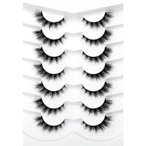 Vista 40 de Pooplunch - Pestañas postizas estilo ojo de gato, extensión de volumen 8D natural, finas, cortas, de visón sintético, tiras de pestañas postizas