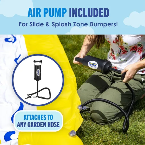 Vista 3 de BACKYARD BLAST - Tobogán acuático de 30 pies con parachoques y piscina, 2 jinetes inflables y bomba de aire manual - Fácil de instalar - Extra