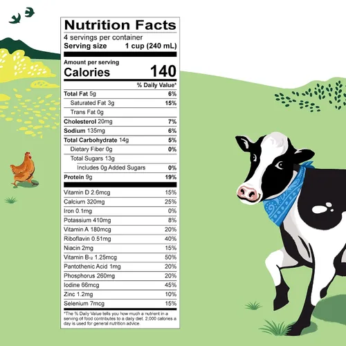Vista 2 de Organic Valley, Leche orgánica 2% reducida en grasa, ultra pasteurizada, cuarto de galón, 32 onzas