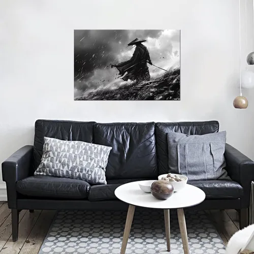 Vista 3 de Arte de pared de samurái japonés para sala de estar y dormitorio, impresiones en lienzo japonesas, póster samurái, arte enmarcado listo para colgar