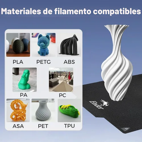 Vista 7 de Placa de construcción Creality Ender 3 2 piezas 235 * 235 mm, cama magnética suave para impresora 3D con revestimiento de PC, tapete para impresora
