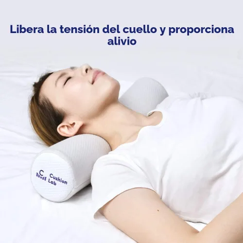 Vista 2 de C CUSHION LAB Almohada Cilíndrica para Alivio del Cuello - Espuma Viscoelástica Extra Densa Cilindro Redondo Refuerzo para Soporte Cervical