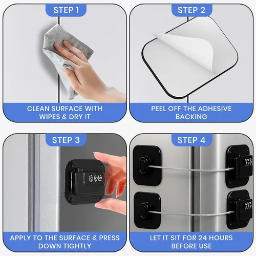 Vista 5 de Paquete de 2 cerraduras para refrigerador con llaves para armario de seguridad infantil Child Safety Lock for Freezer, Cabinets, Closets &