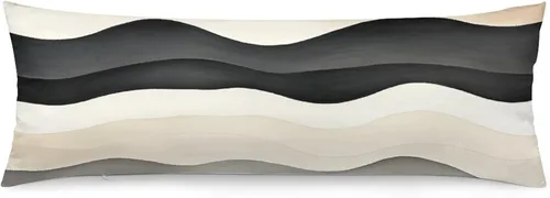 Vista 13 de Funda de almohada moderna con diseño de acuarela de rayas blancas y negras, 20 x 54 pulgadas, diseño moderno de rayas verticales, funda de almohada